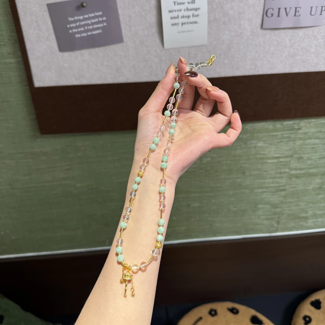 D*青梦金铃*天然白水苹果绿项链 多样性发其一