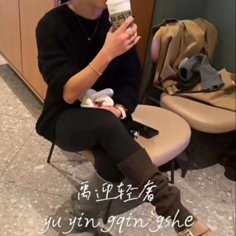 平板泡泡袜小腿穿搭堆堆大象袜秋冬季袜套款日系jk灰色长筒白袜子