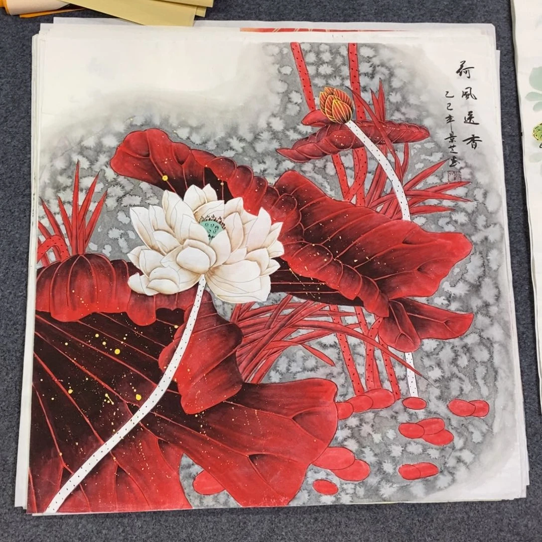 国画尺寸70✖️70工笔斗方手绘画