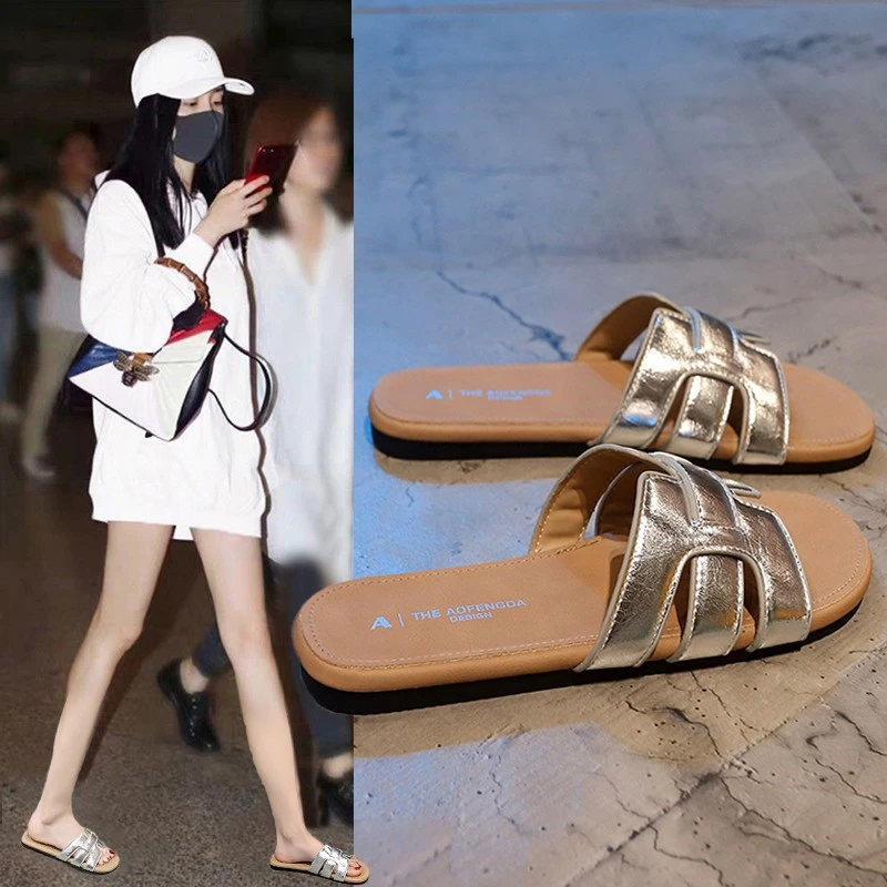 爆款平底一字拖女夏季外穿2025新款时尚配裙子高级感百搭沙滩凉拖