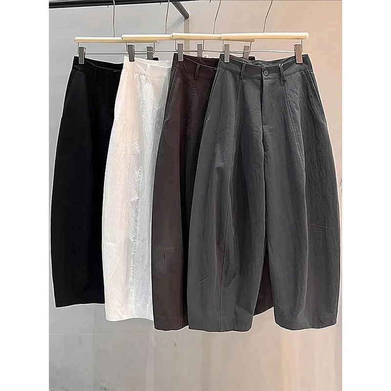 韩国高级设计阔腿休闲弯刀裤女2025秋季新款高腰遮肉阔腿显瘦长裤