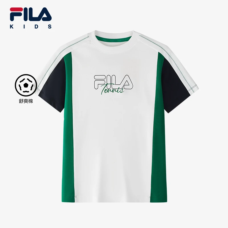 【斐乐儿童网球】2025夏季中大童潮流运动时尚针织短袖衫K12B523184