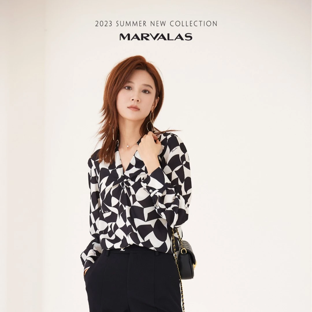 【羊羊专属】M311204108曼德诗黑白气质撞色衬衫2023春夏新款设计感