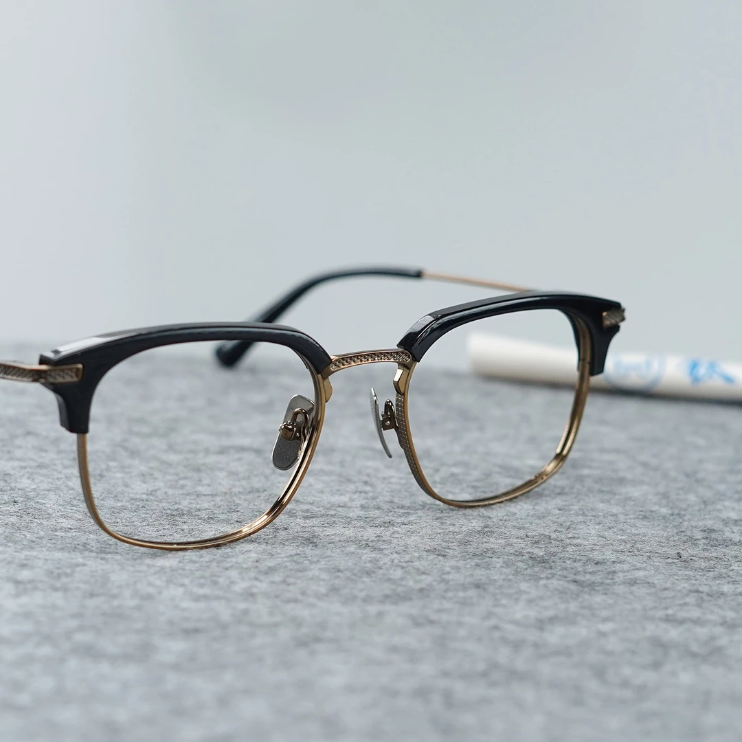 DT 2080 中小脸 深圳纯钛手工眼镜架  眉毛框 眉线近视老化眼镜架