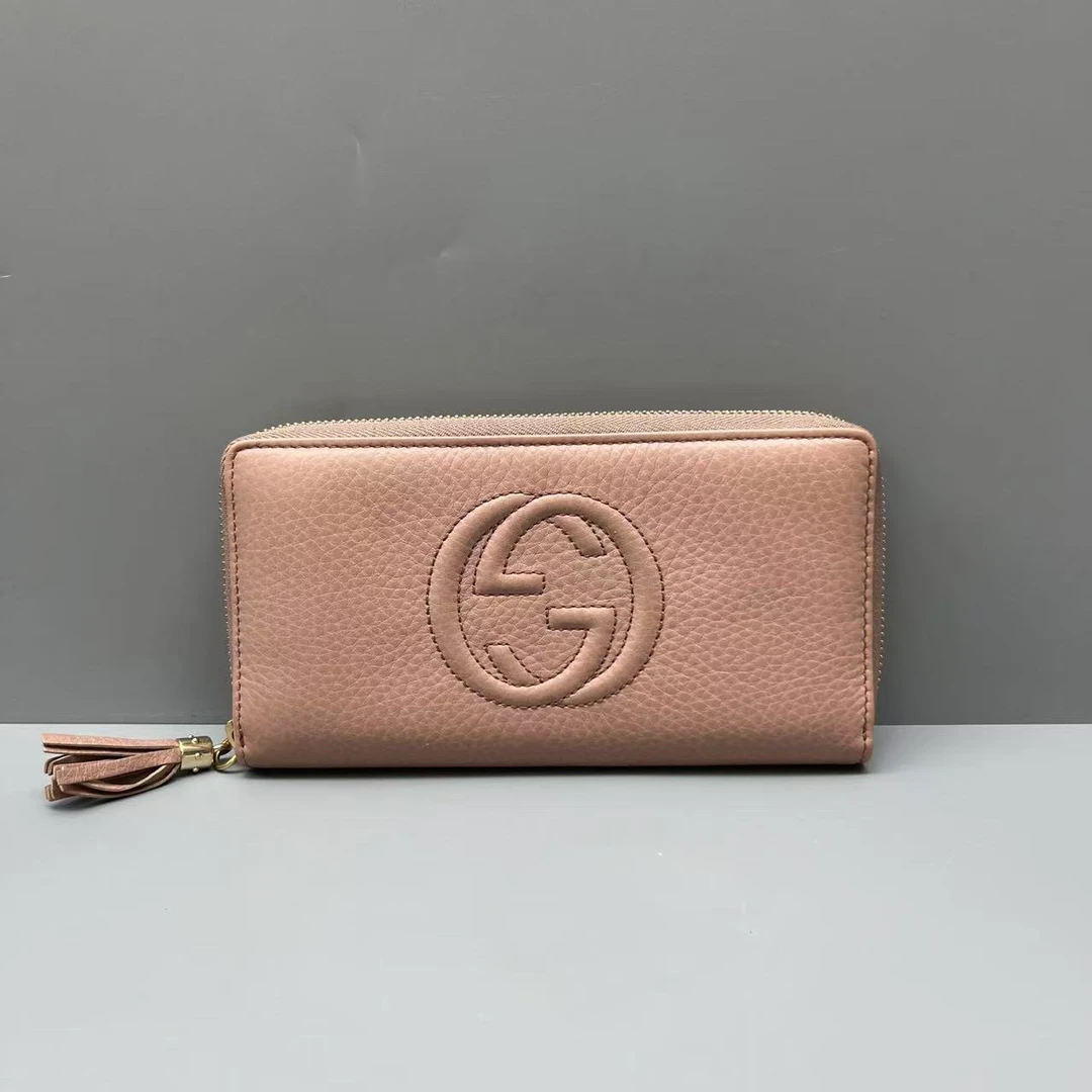 95新 GUCCI/古驰 荔枝纹牛皮soho流苏钱包 尺寸19*10 SV14536