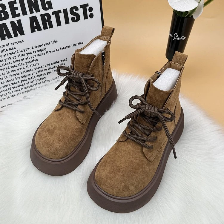 翻毛款马丁靴女2025秋季新款英伦风时尚百搭网红爆款厚底显瘦短靴