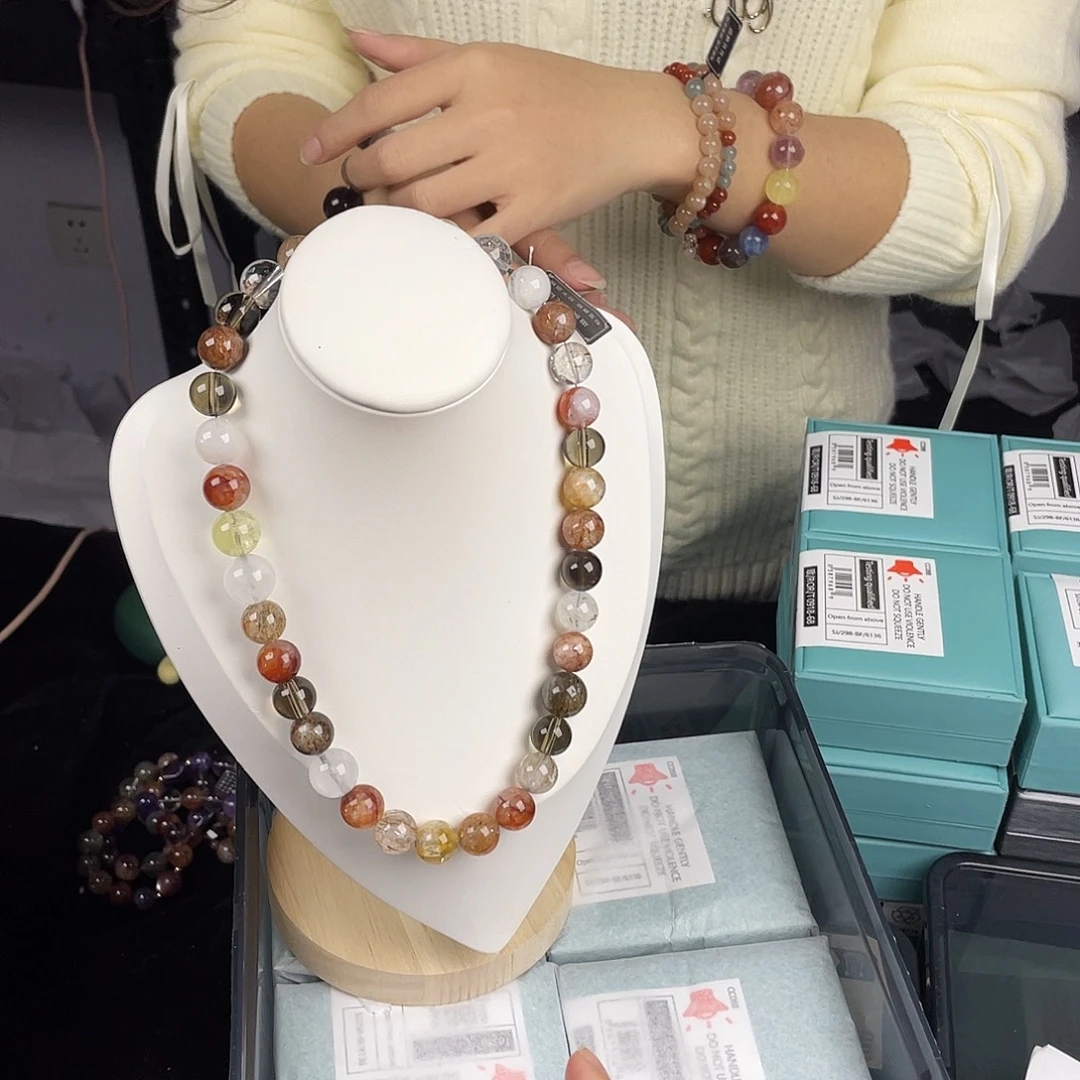 水晶手串银S925镀金镶嵌