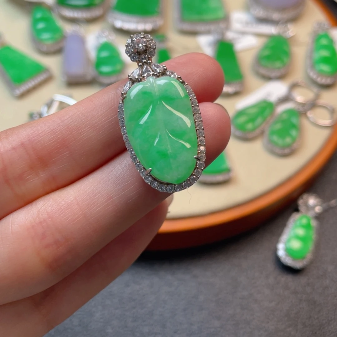 翡翠吊坠(不含链)银S925镶嵌