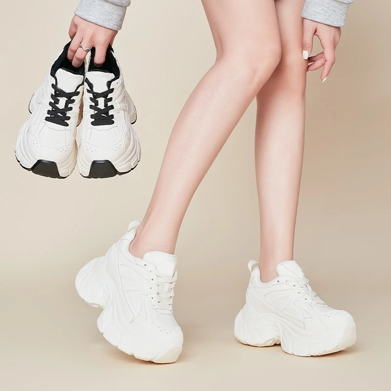 增高9CM 2025年新款系带老爹鞋厚底内增高透气女 3479