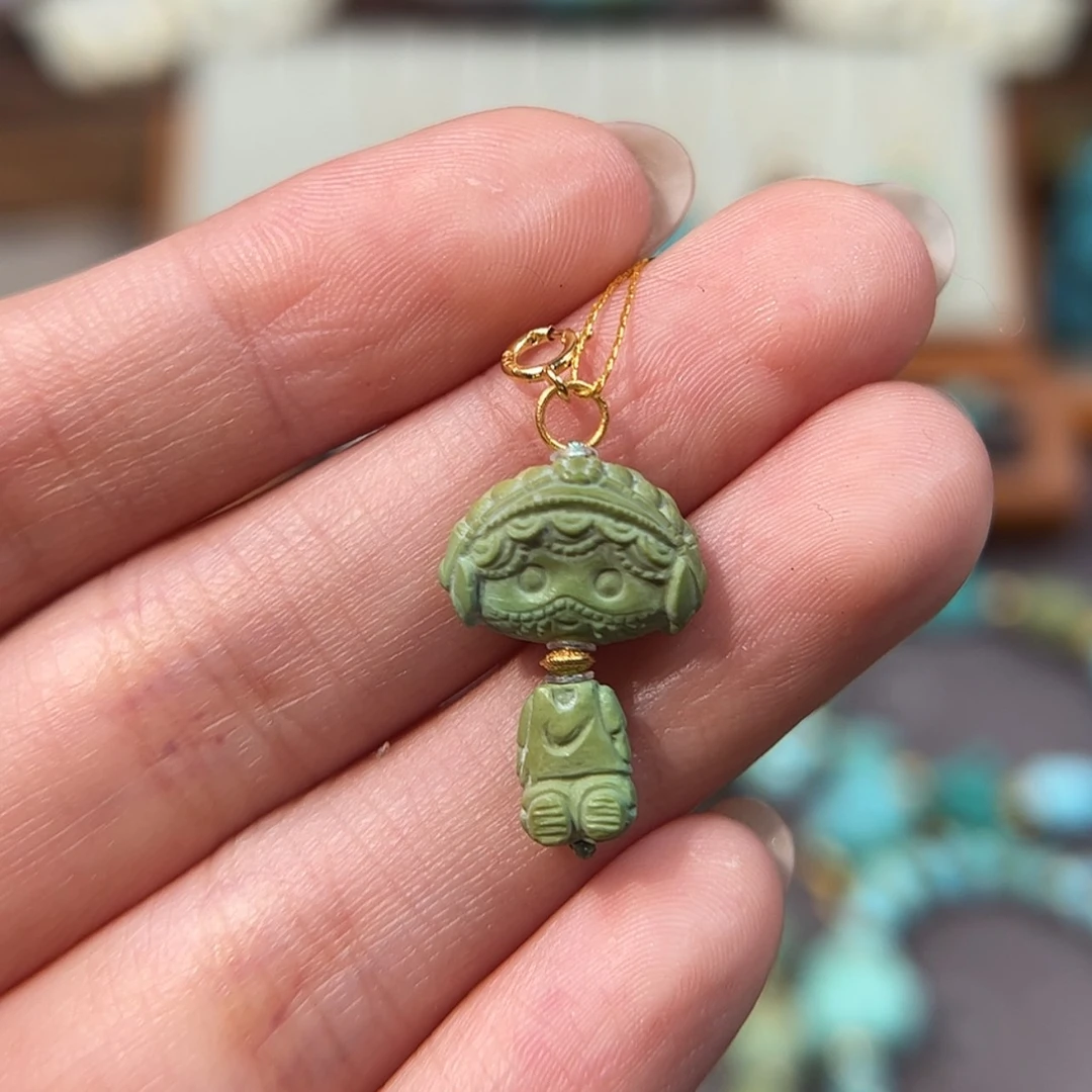 【闪购商品】18K金镶嵌绿松石吊坠(不含链)花旦