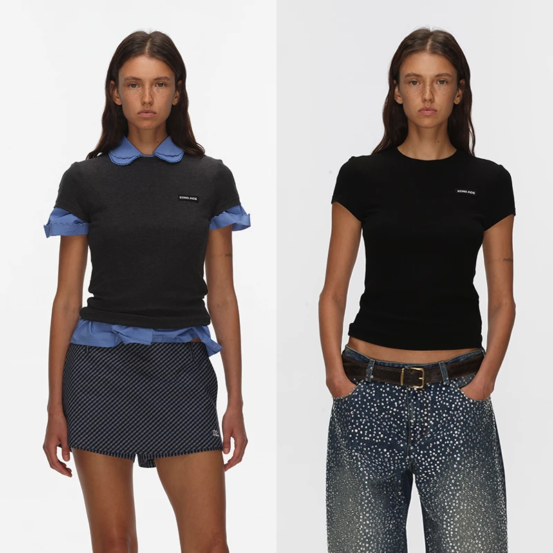 ECHOADE叠穿神器 柔软舒适 品牌LOGO点缀圆领正肩修身百搭基础T恤