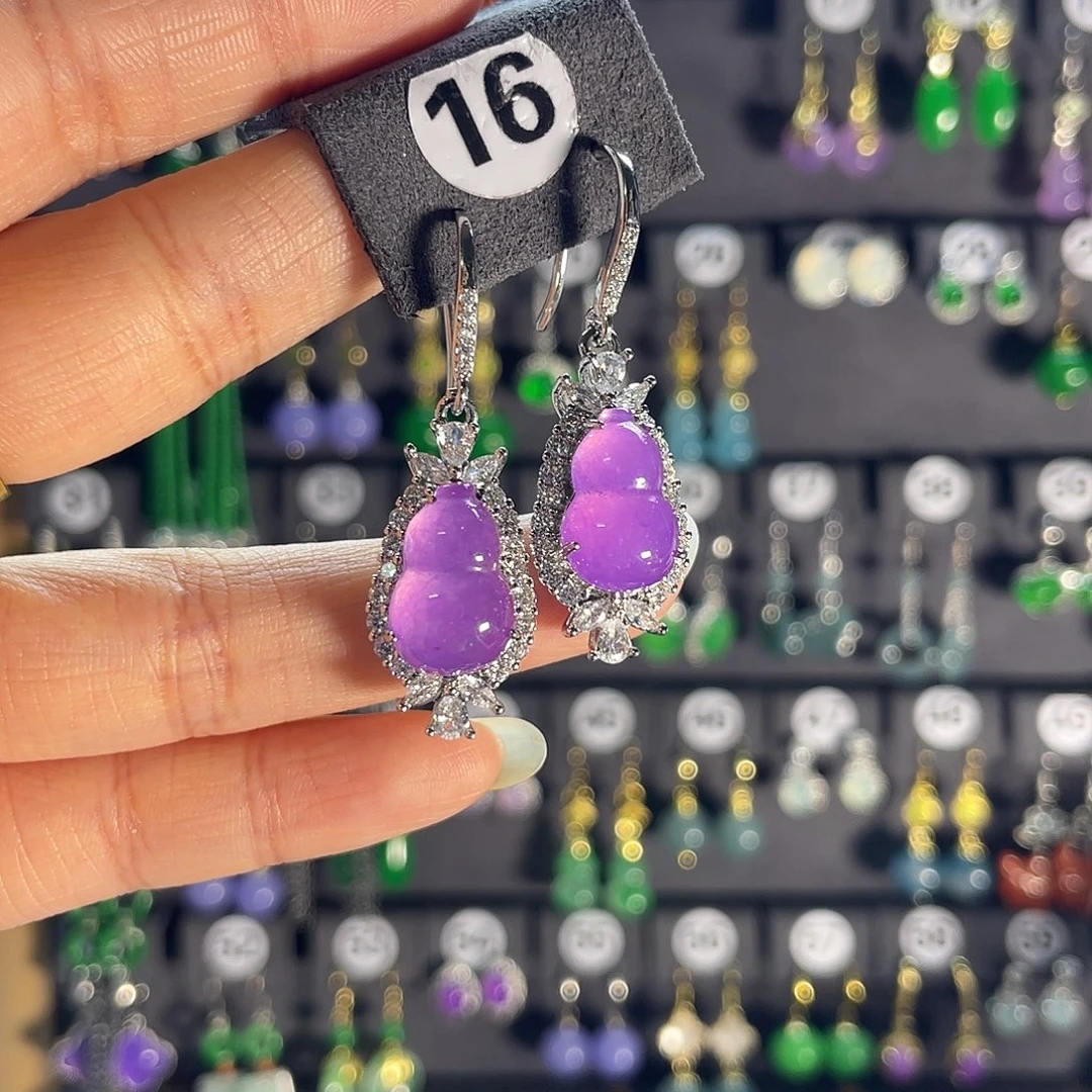 翡翠银S925镶嵌耳饰16