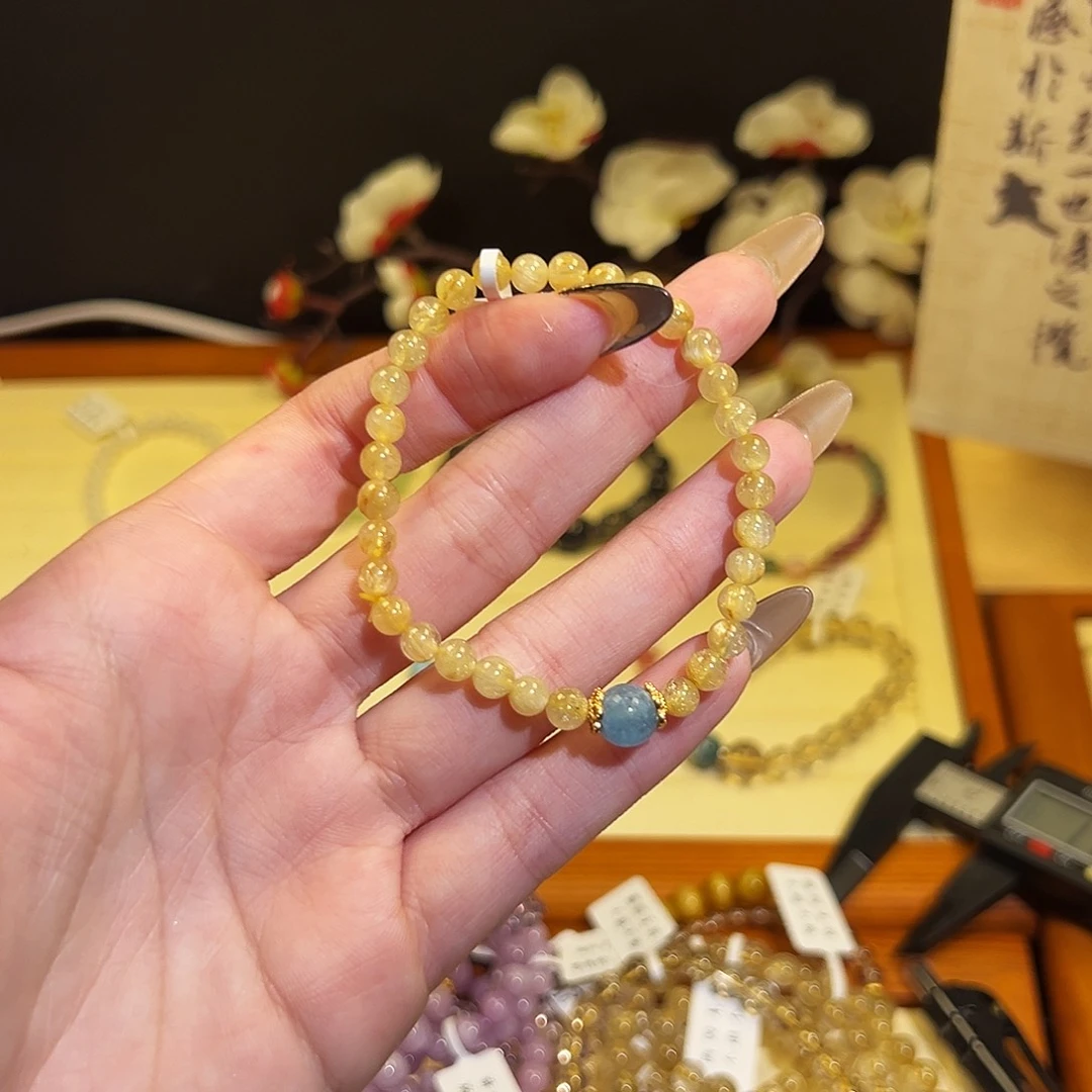 水晶手链银S925镶嵌-金F02