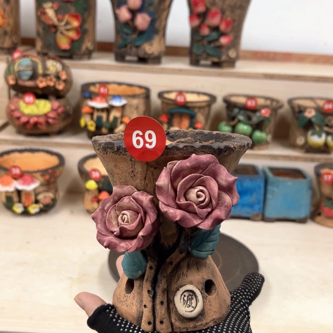 紫砂花盆69号内口径9外高13