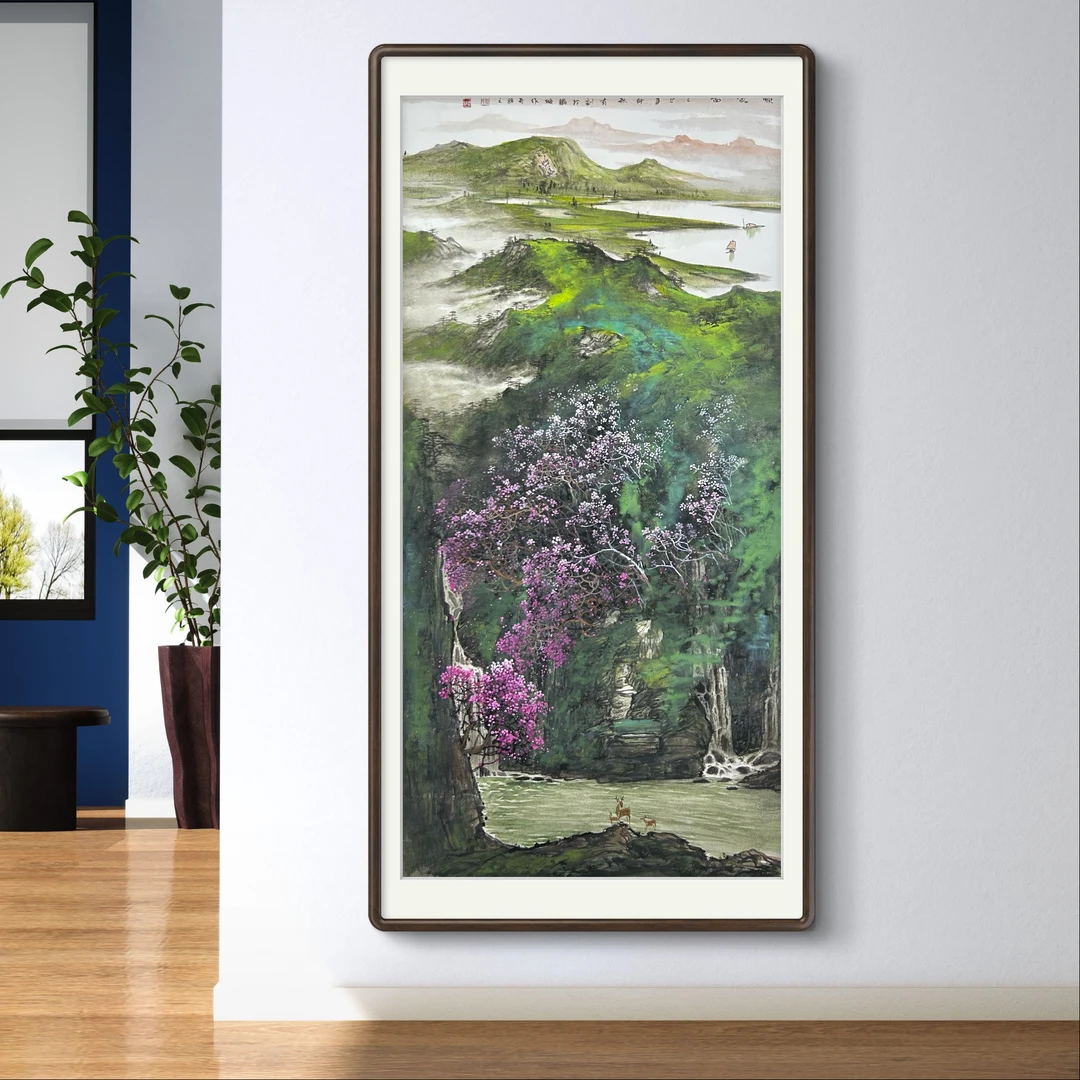 李有训原创国画山水画手绘春景作品适合中堂玄关家居公司装修软装