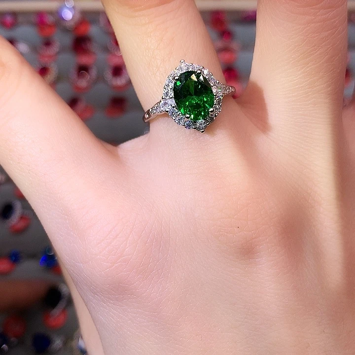 透辉石戒指银S925镶嵌