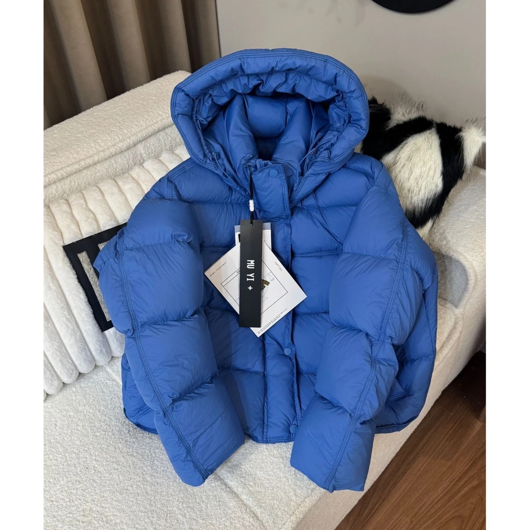 通体全身95白鸭绒短款羽绒服时尚连帽保暖百搭