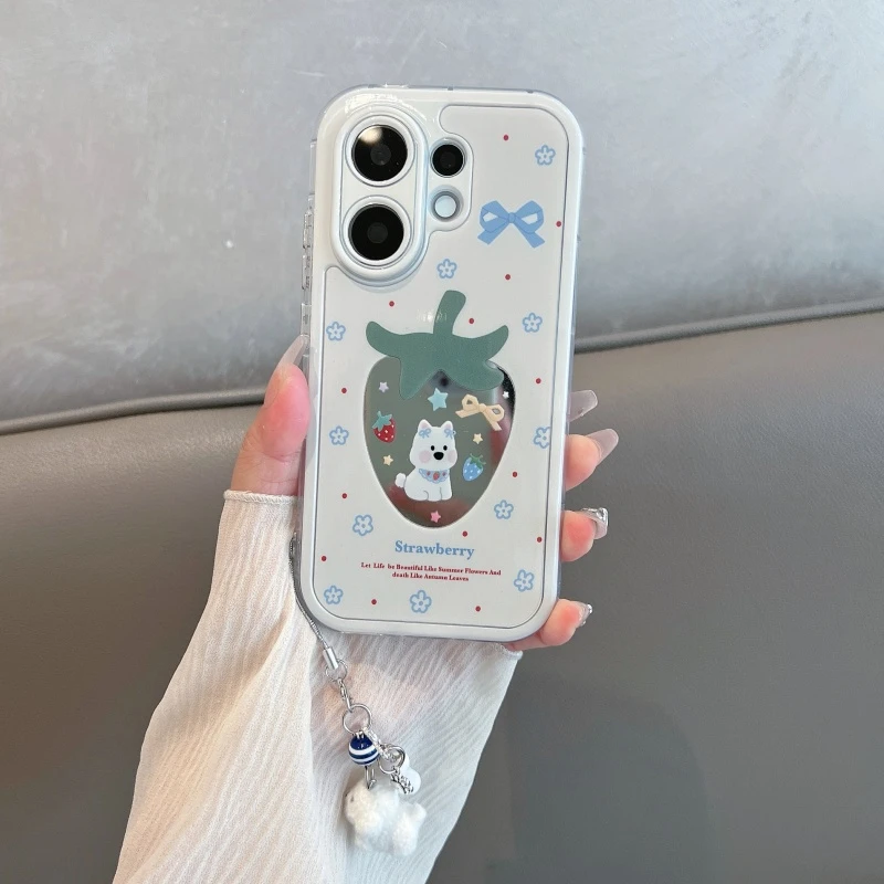 适用于vivos30手机壳新款s30promini镜面可爱草莓小狗全包防摔女