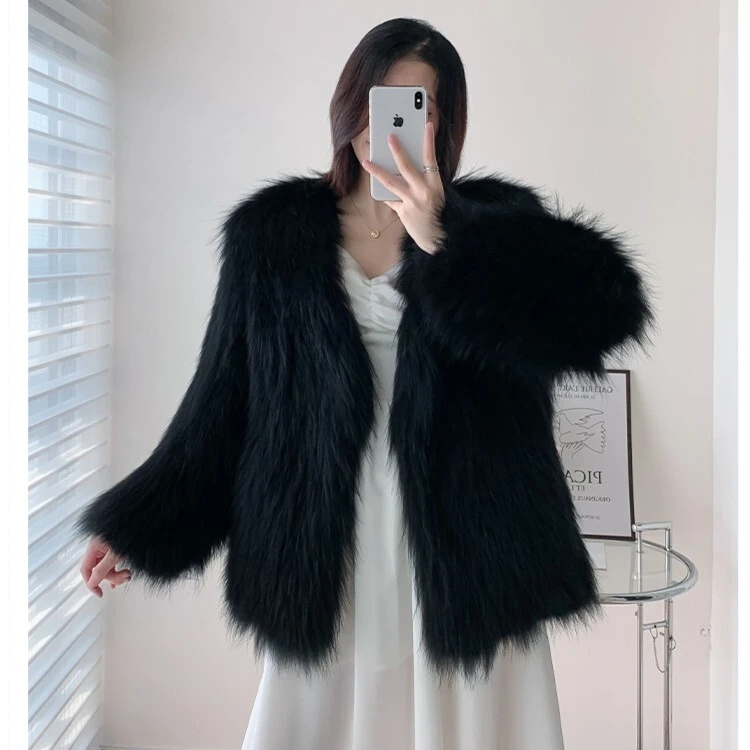 【XIAOJUNJUN俊老板专属版本】加厚版本编织貉子皮草中长款外套