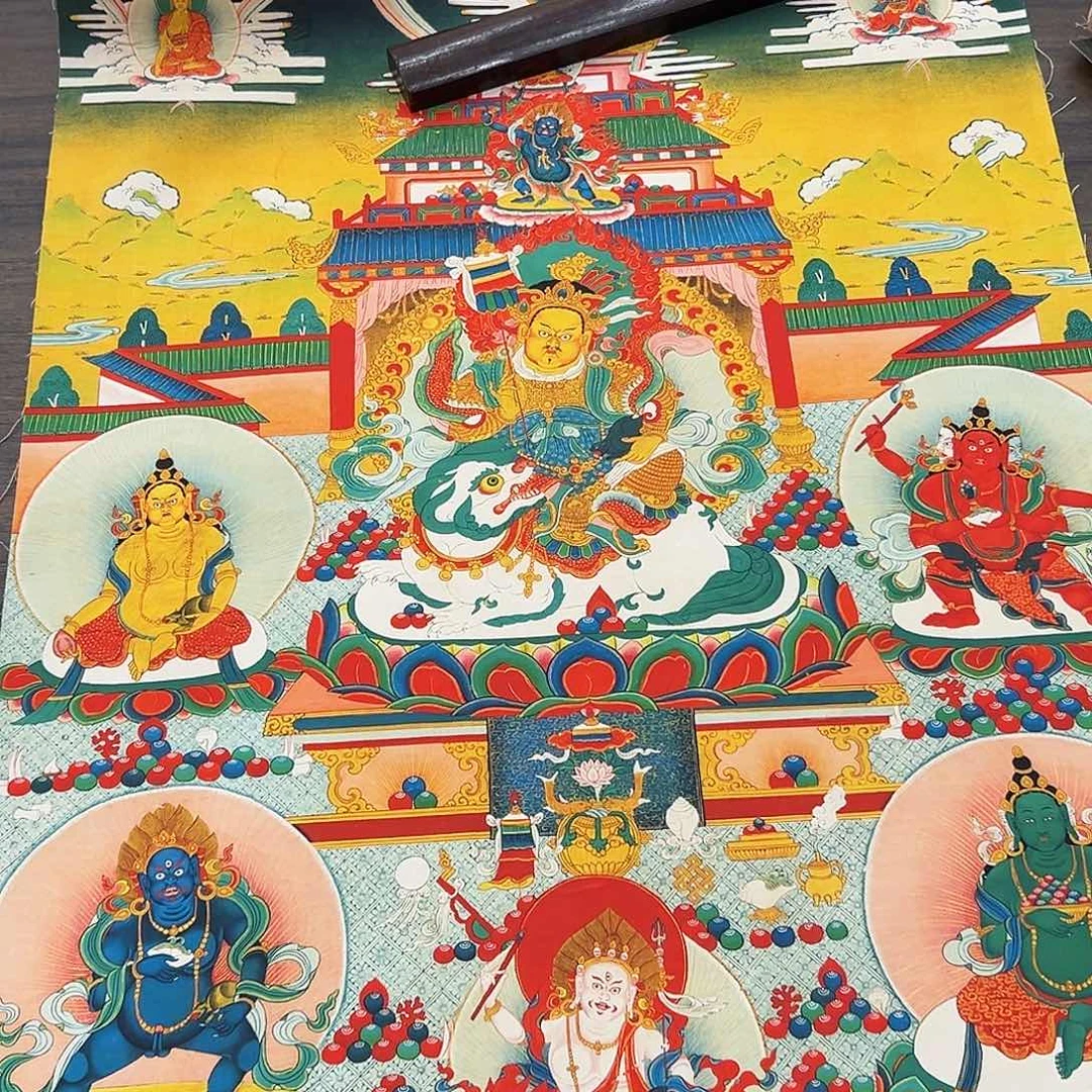 卷轴画唐卡16059五路财神