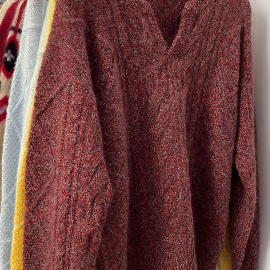 剪刀领 花纱 羊绒衫