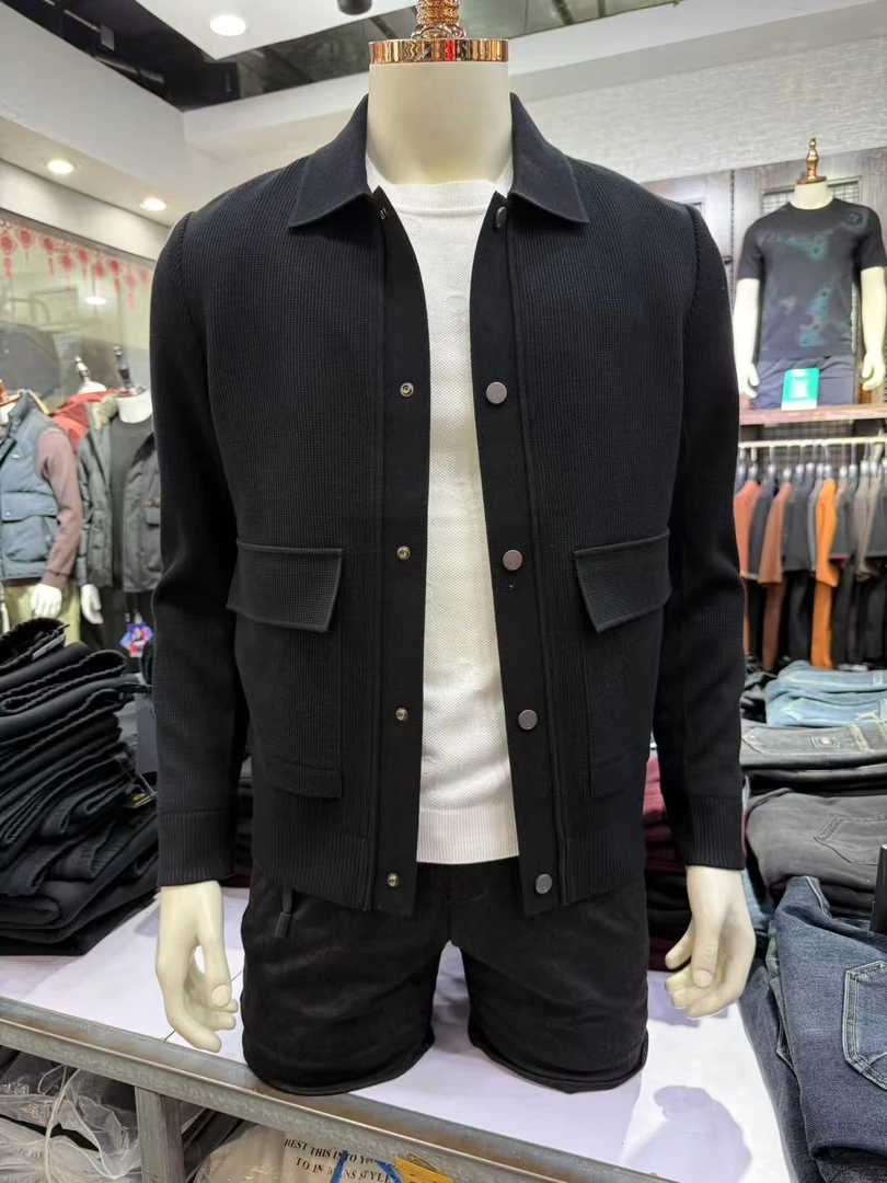 （大饼在北漂）翻领针织外套夹克春秋季上衣帅气春季休闲百搭