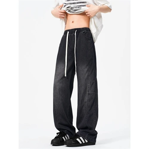 宽松直筒高街显瘦爆款九分男裤控夏季冰丝牛仔裤