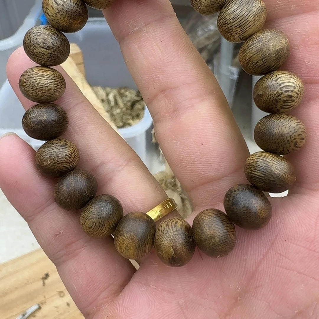 沉香手串绿奇楠沉香卡1.2规格单圈算盘珠9克