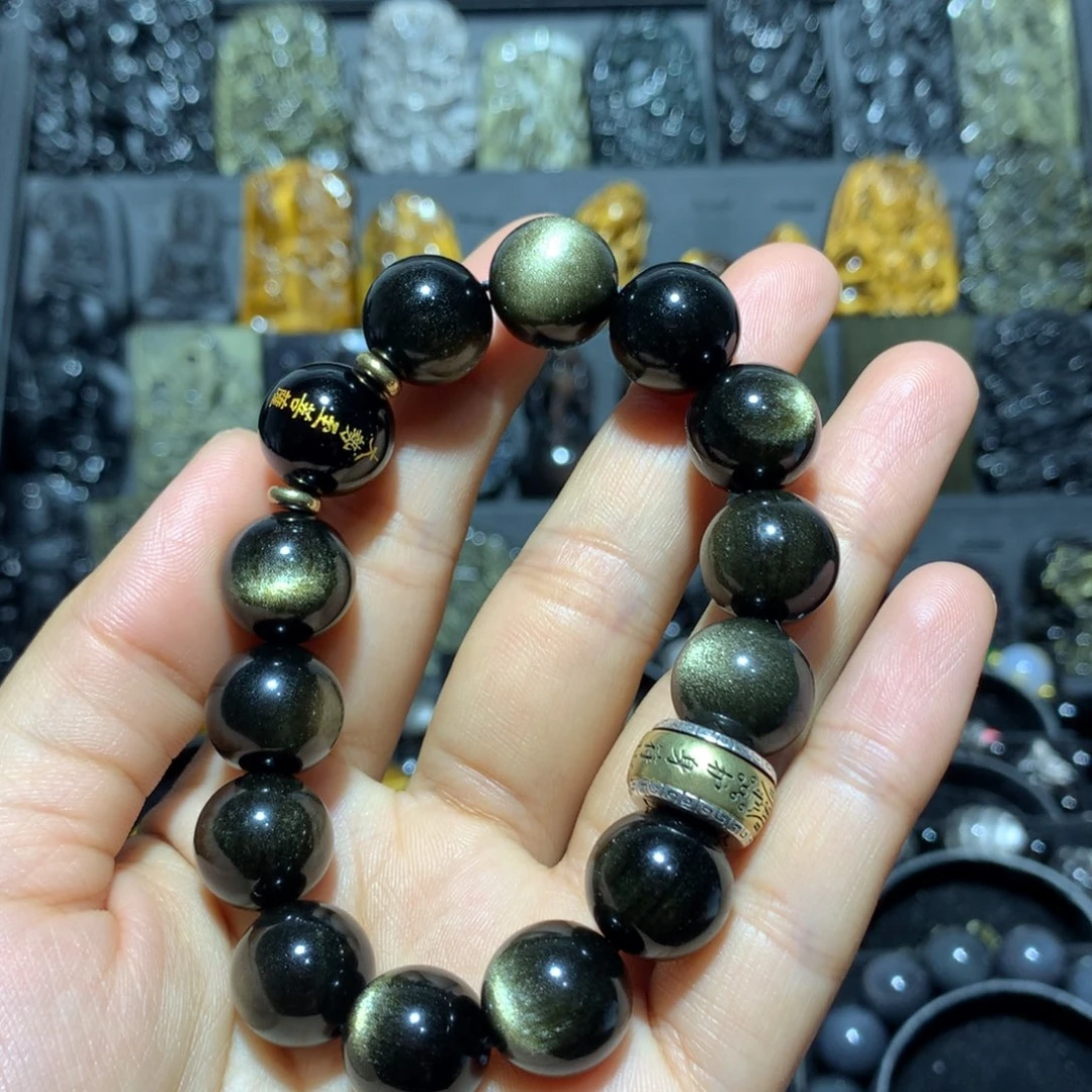 黑曜岩手串未镶嵌果*肉定制