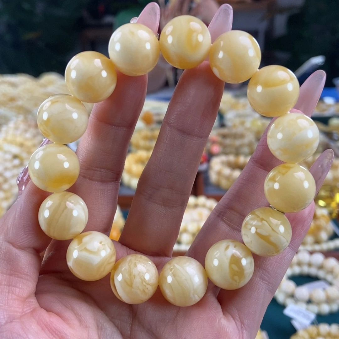 琥珀未镶嵌珠宝奇石15圆珠手串29.39
