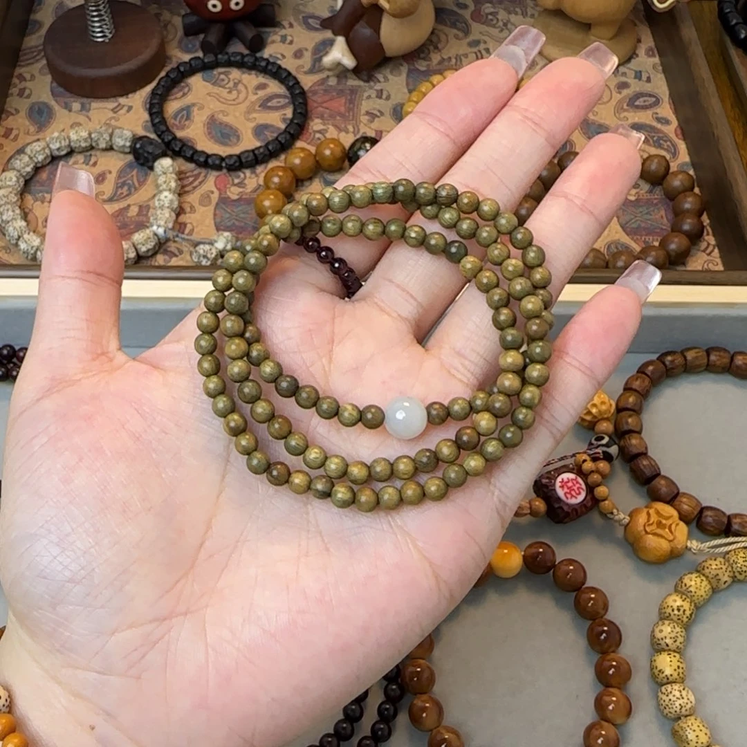 菩提手串/手链三圈绿檀4mm