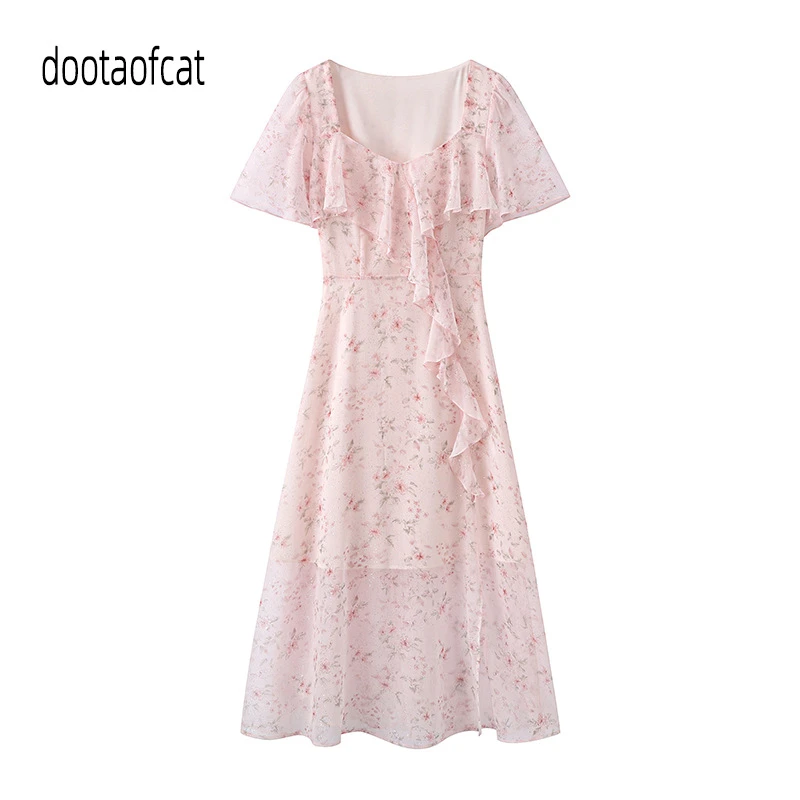 2025年夏季新款雪纺碎花连衣裙印花连身裙中长裙子625203C020337