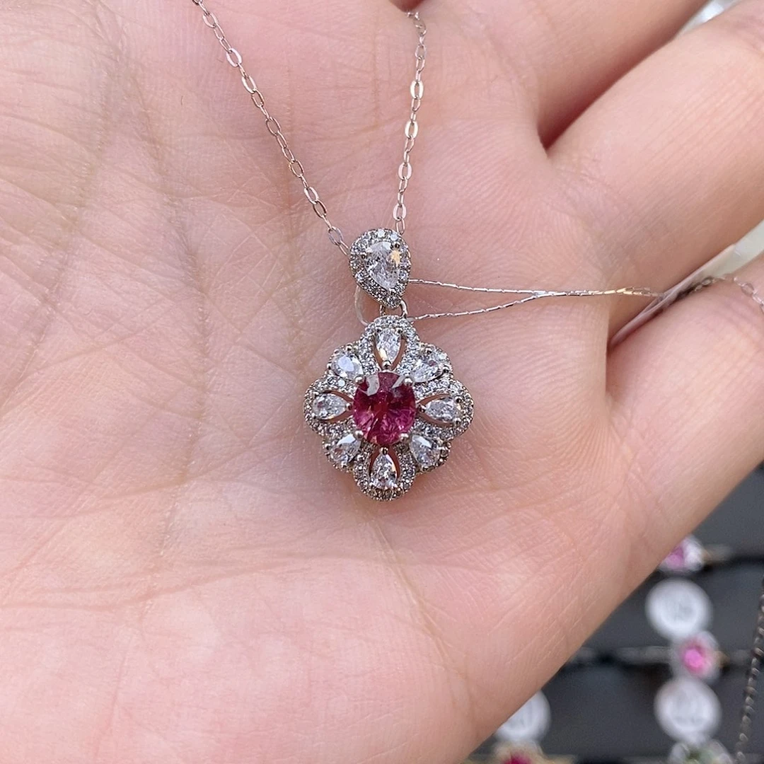 碧玺吊坠(赠链)银S925镶嵌