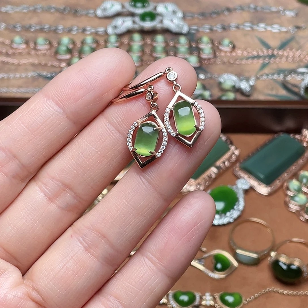 和田玉（碧玉）银S925镶嵌吊坠(不含链)