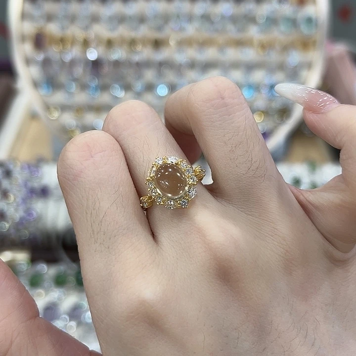 戒指银S925镶嵌黄晶