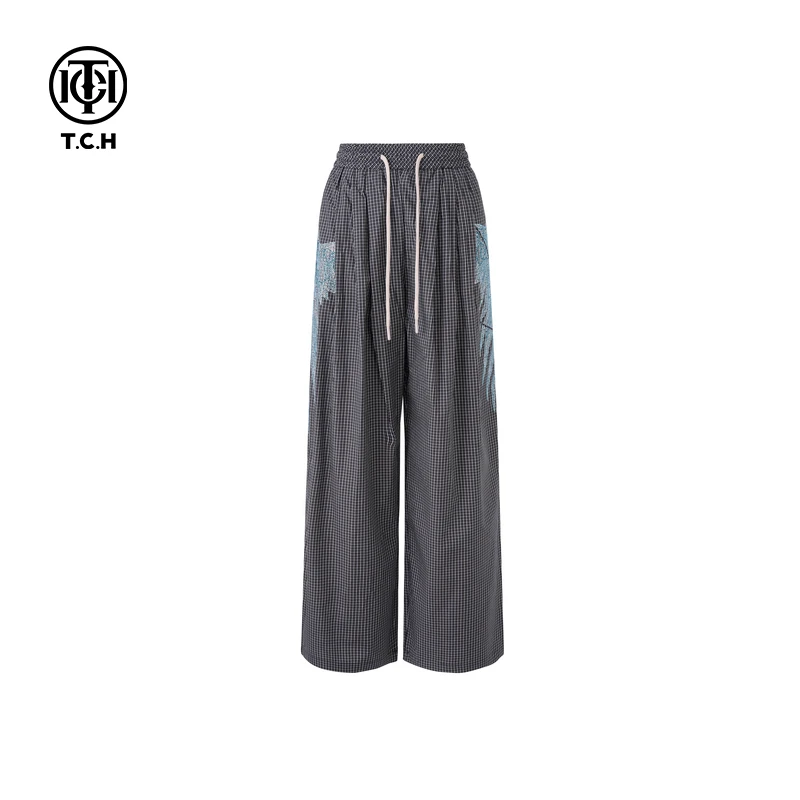TCH服饰2025春季新款烫钻经典天使之翼时尚休闲长裤T75A20E5067