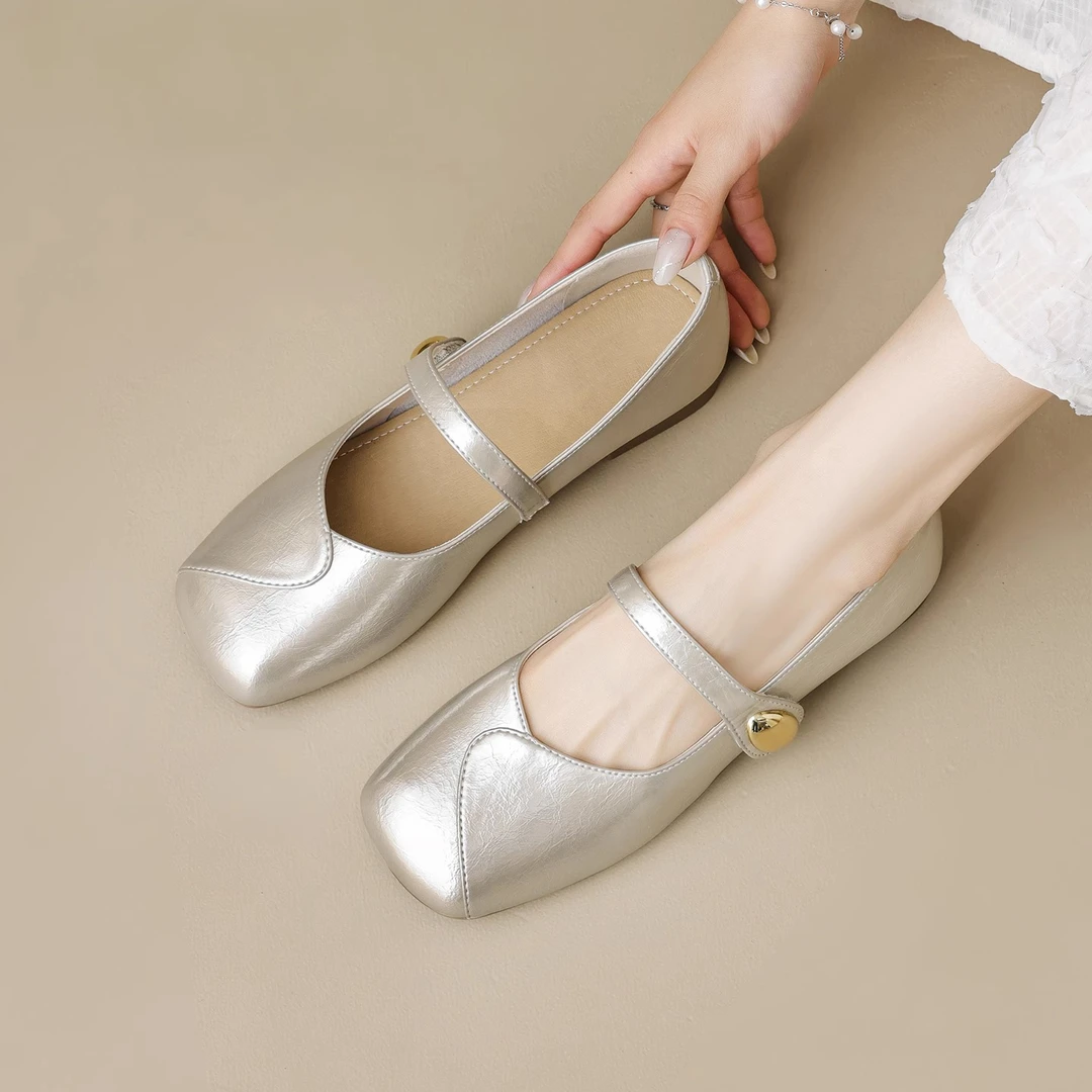 法式绝美小单鞋女夏2025新款配裙子百搭软底小皮鞋平底玛丽珍鞋女