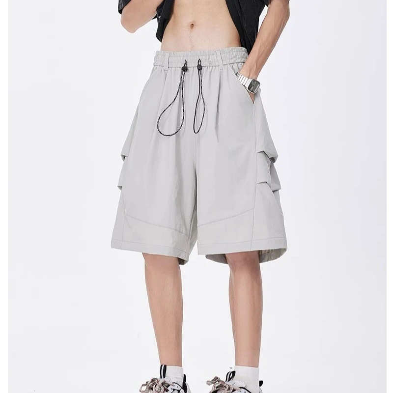 美式速干伞兵短裤男夏潮牌宽松灰色运动五分沙滩裤休闲冲锋裤裤子