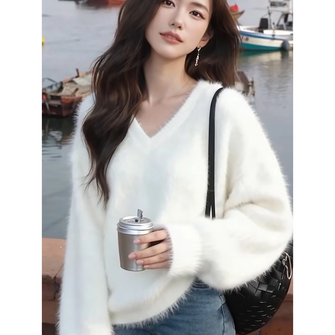 巨舒服这件！V领毛衣2025秋冬季新款软糯套头针织衫女外穿打底上衣
