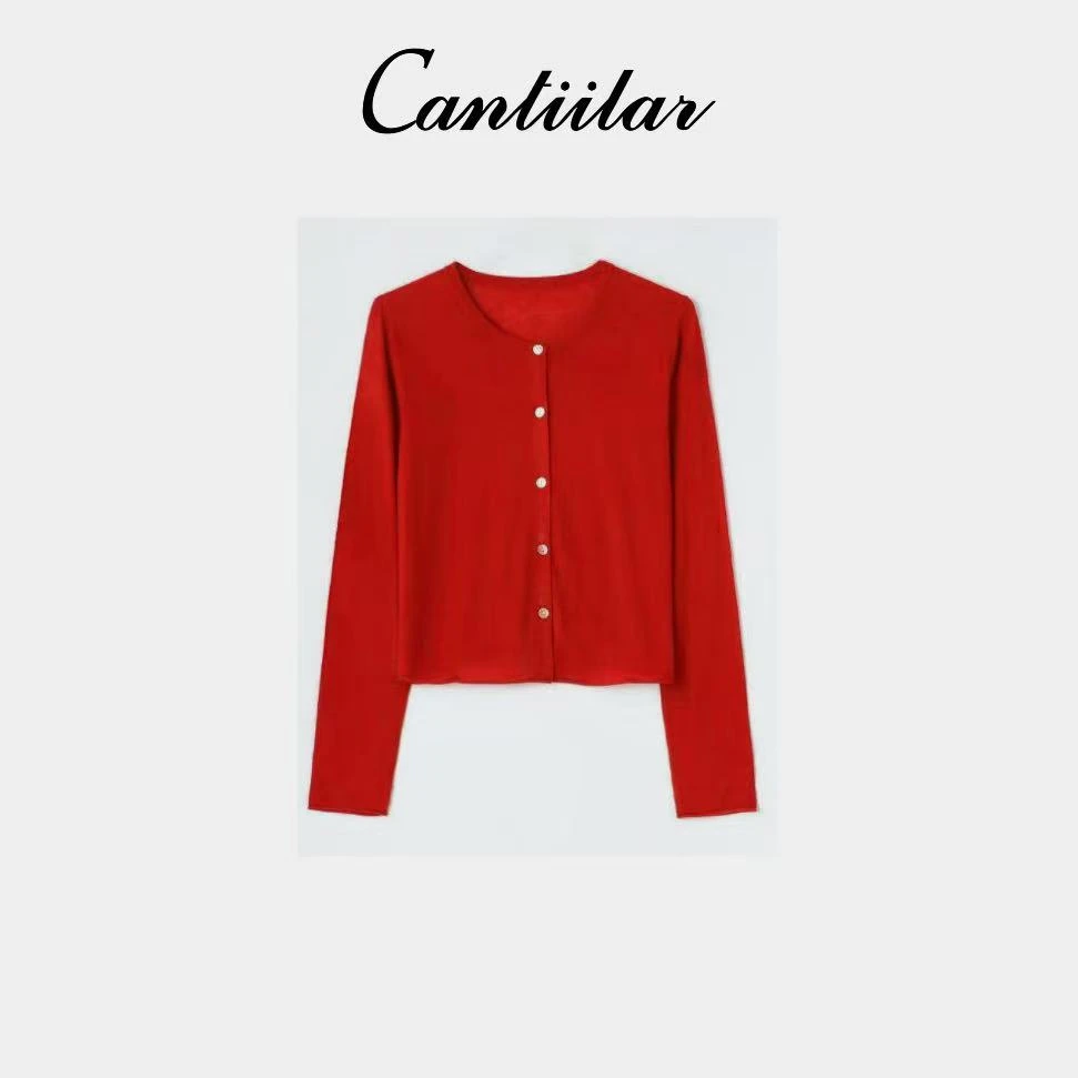 CANTIILAR “水溶羊毛开衫”柔软细腻羊毛针织小开衫  R1530