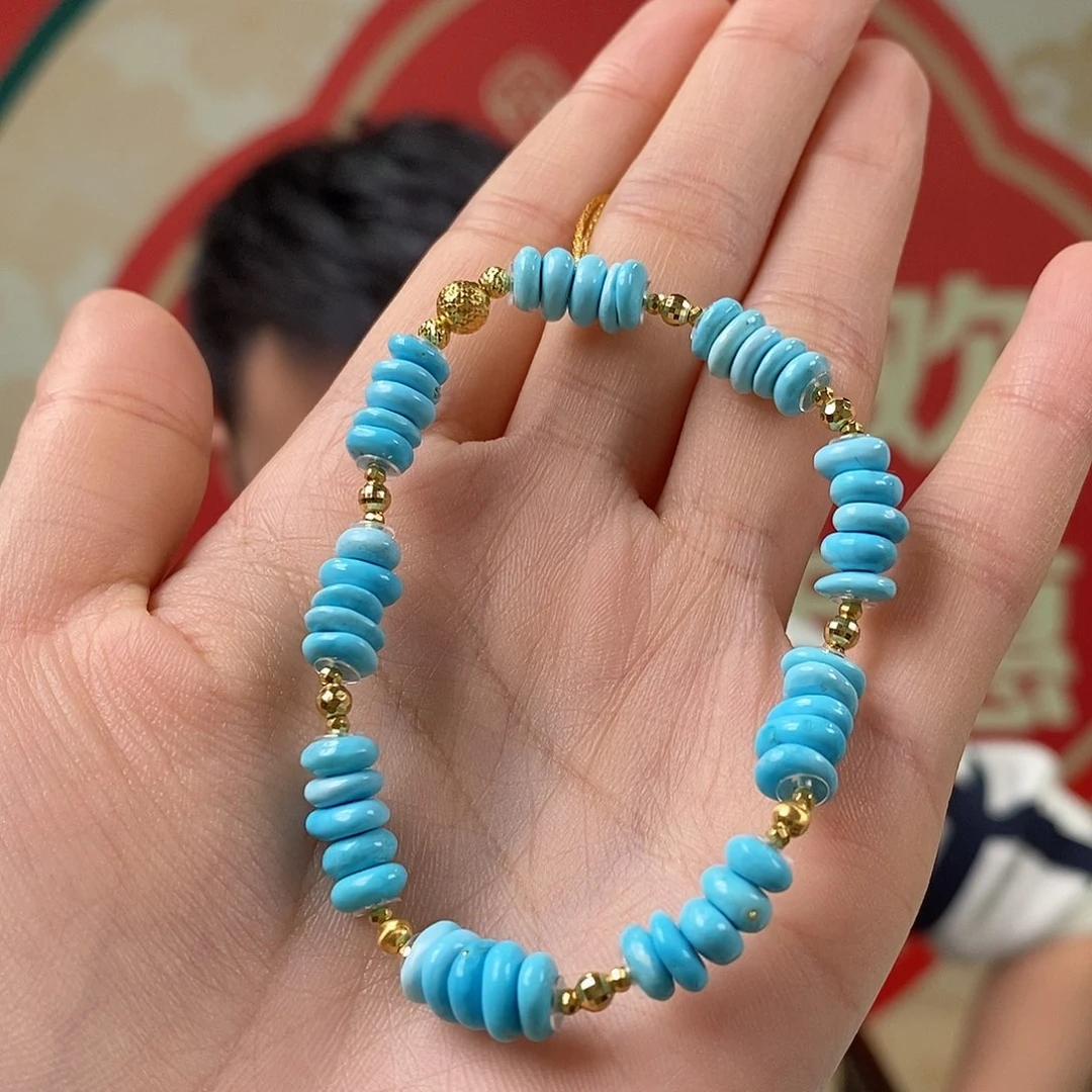 绿松石18K金镶嵌挂件