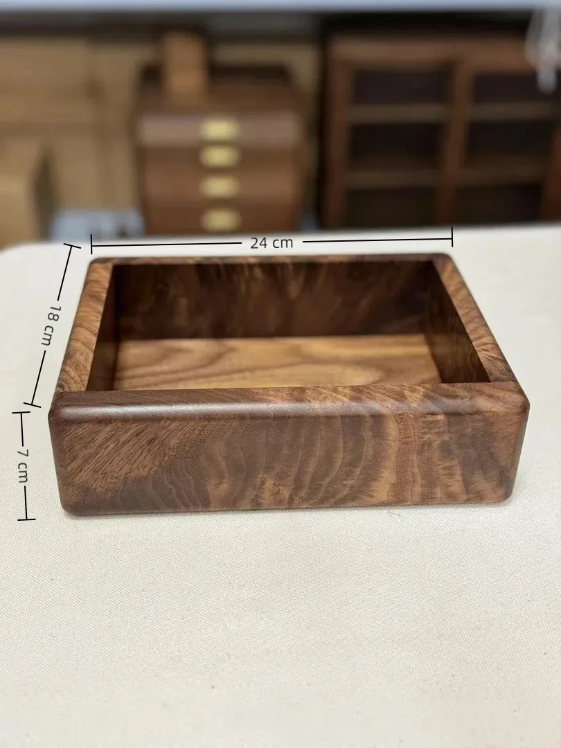 北美黑胡桃实木老料加厚收纳盘桌面零食干果杂物收纳盘