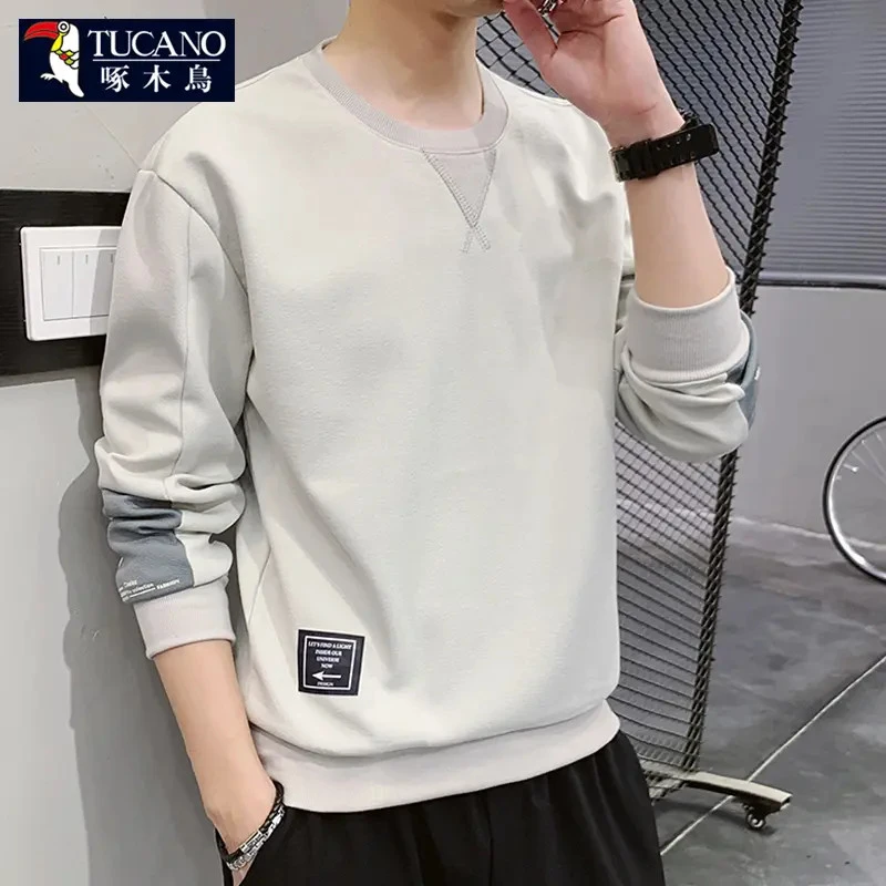 啄木鸟卫衣男装春秋季潮牌宽松圆领打底外套男士痞帅休闲长袖t恤