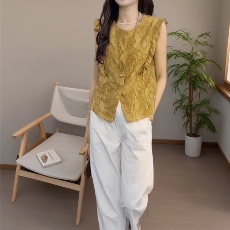 （运费补贴）夏季2025新款韩系穿搭时髦设计感复古镂空小衫女洋气