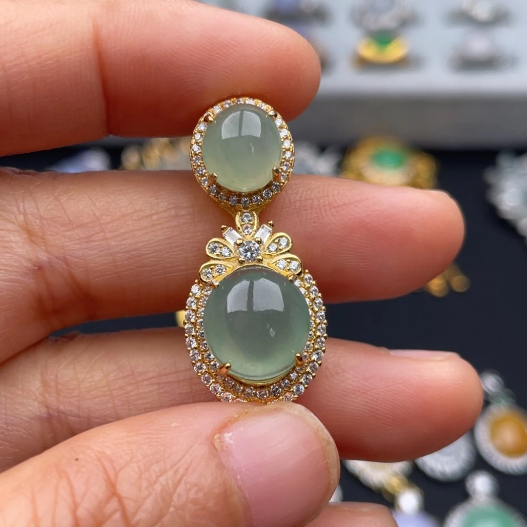 翡翠银S925镶嵌吊坠(不含链)