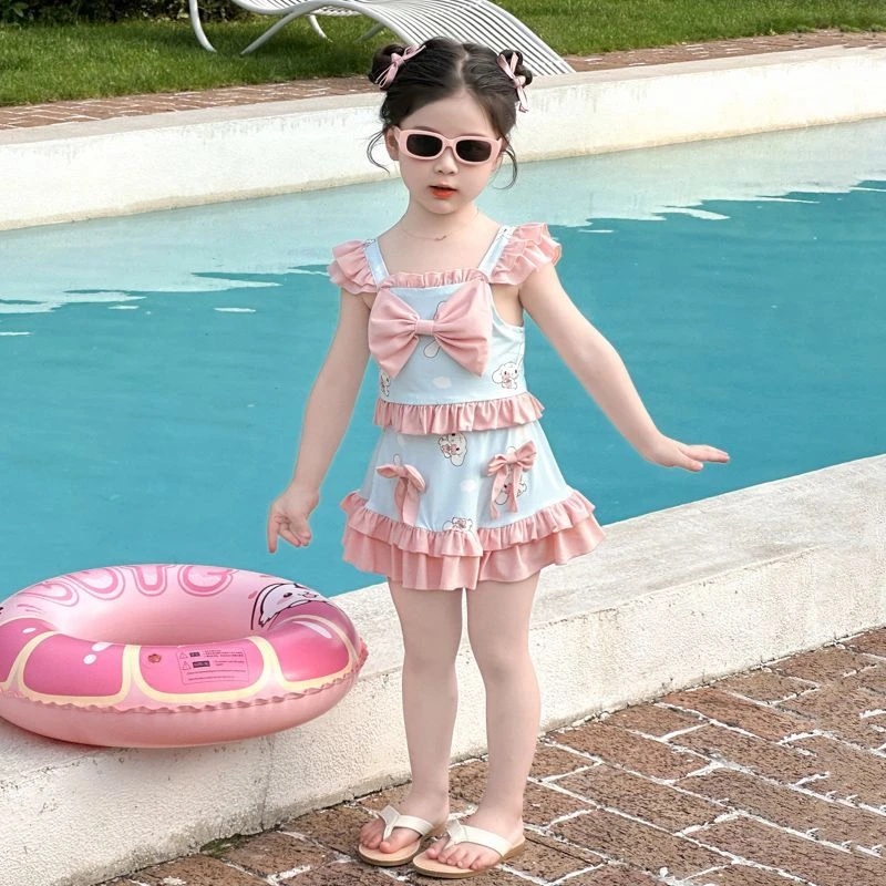 女童泳衣夏季2025新款洋气儿童卡通分体泳装女宝宝公主风泳衣超萌