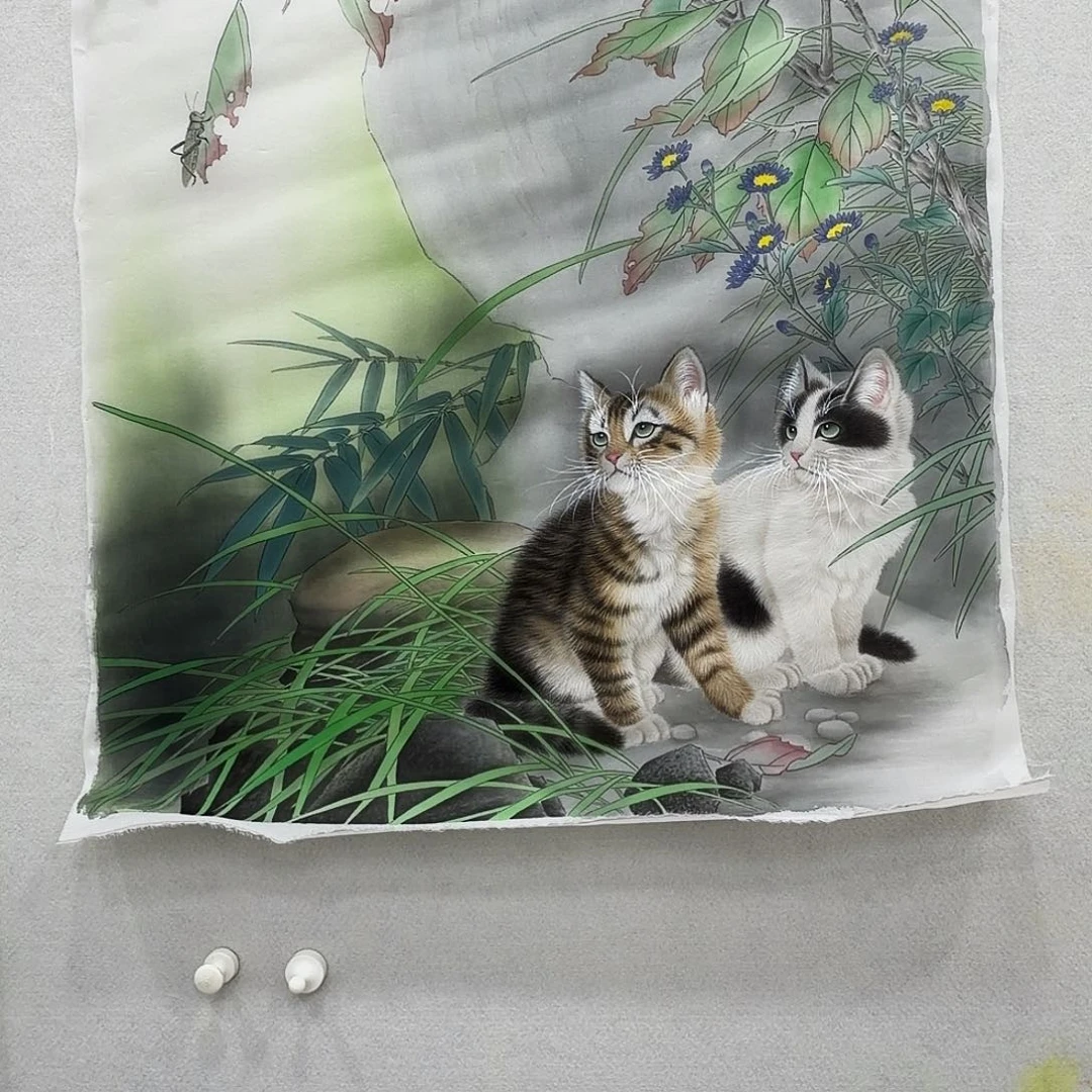 赟***国画工笔画丝绢作品