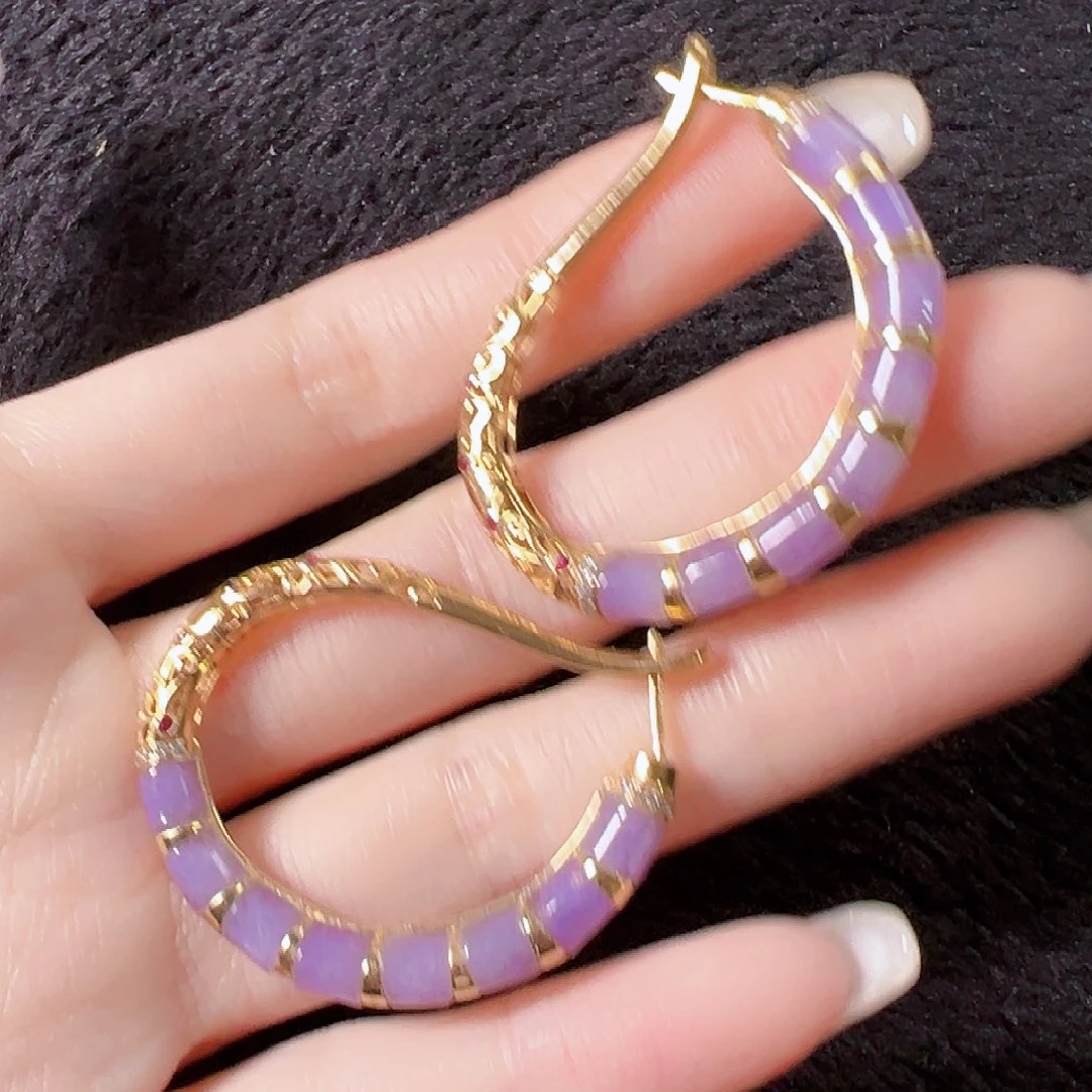 翡翠18K金镶嵌耳饰签收后24小时鉴赏期，过时不退