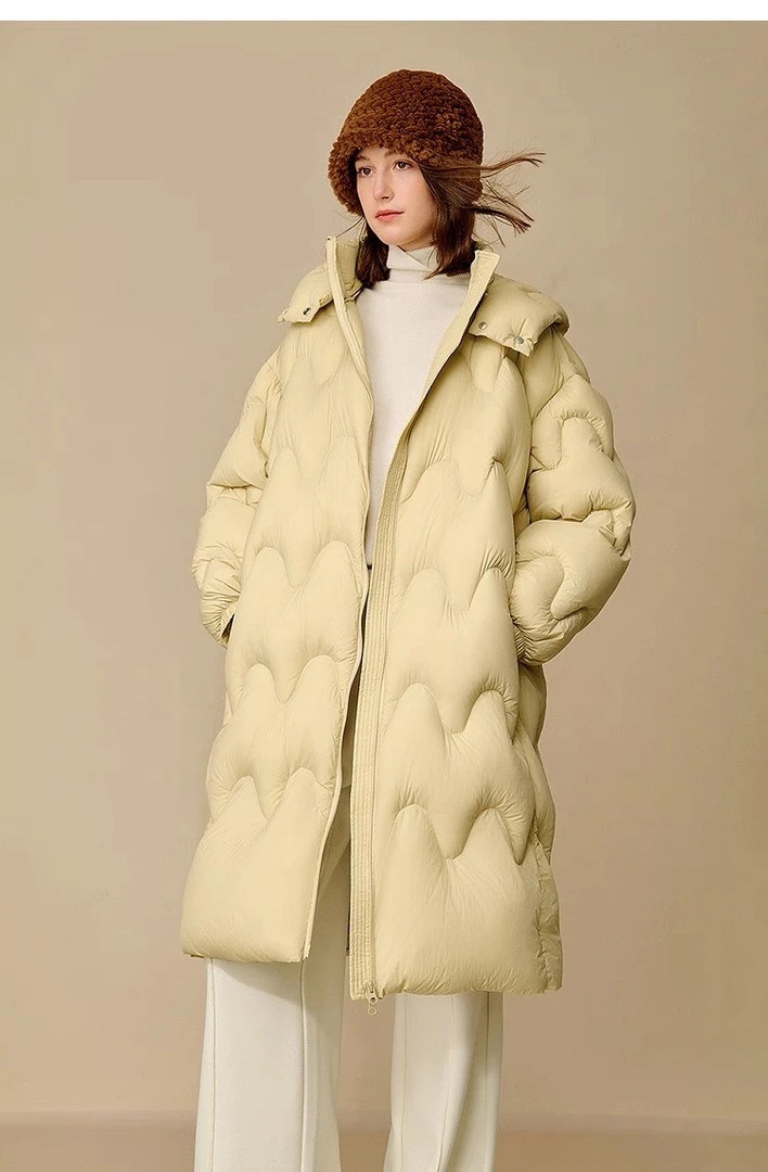 波朗尼 CHICEASE 羽绒服高充绒女宽松长款90新国标白鸭绒 2025冬
