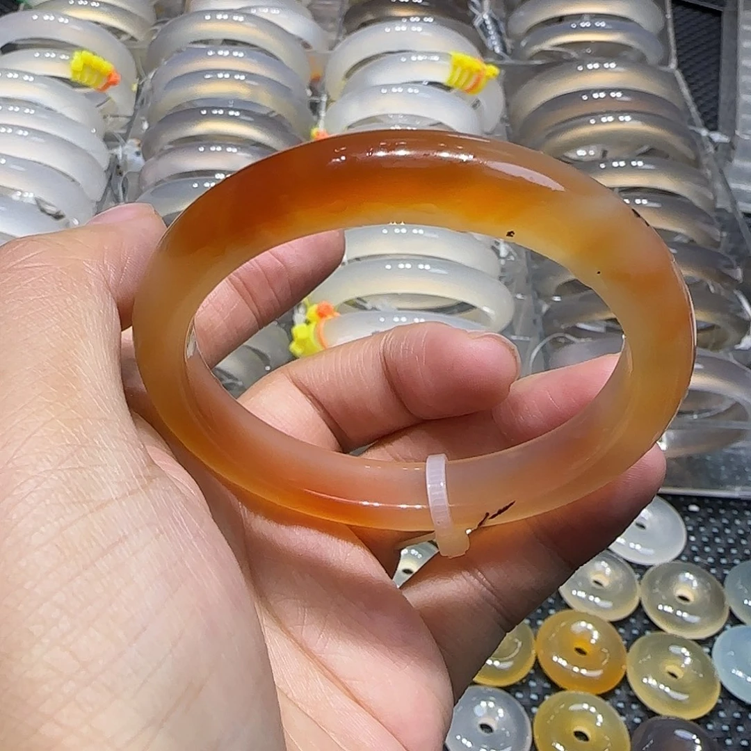 玛瑙/玉髓未镶嵌手镯56橙漂沙